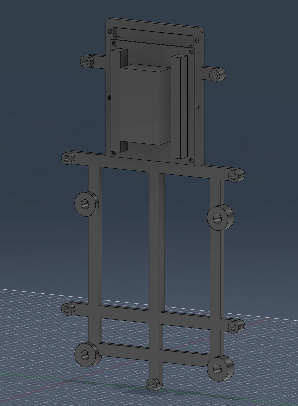 Screenshot of the chassis with the modelled OLED display and ESP32 carrier and board